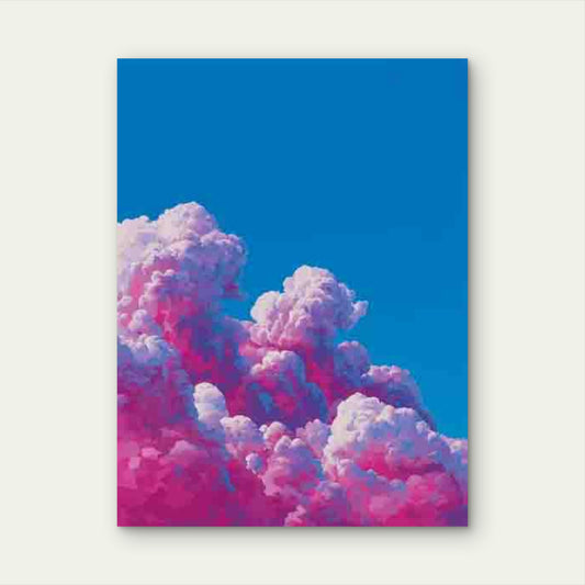Blue & Pink Manga Style Clouds 60x90cm Metal Print Ready to Hang
