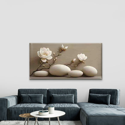Magnolia Flower with a Rounded Wall Art Canvas Office Home Room Framed 120x60cm