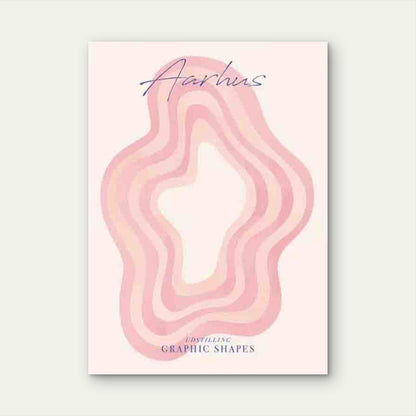 Retro Abstract Pink Wave Metal Print Ready to Hang