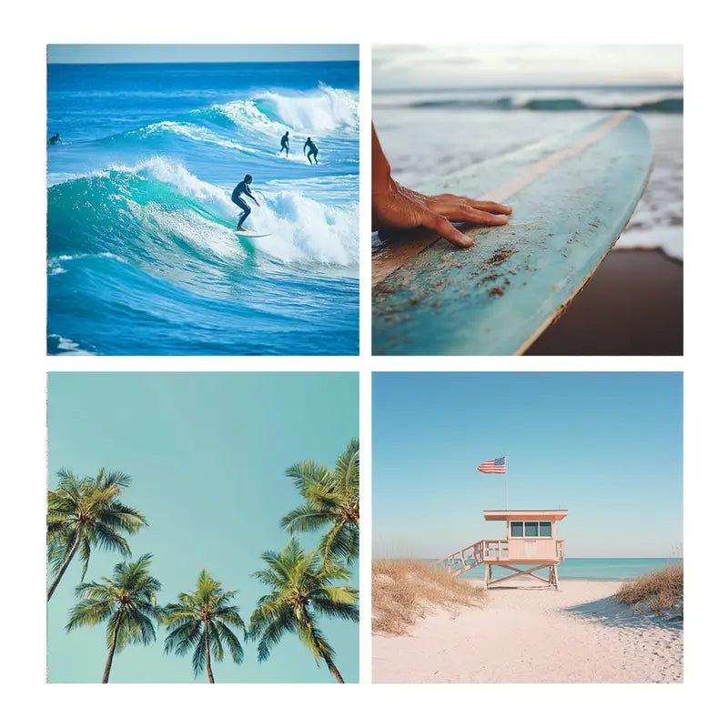 4pcs Surfer Lifestyle  Wall Art Canvas Framed