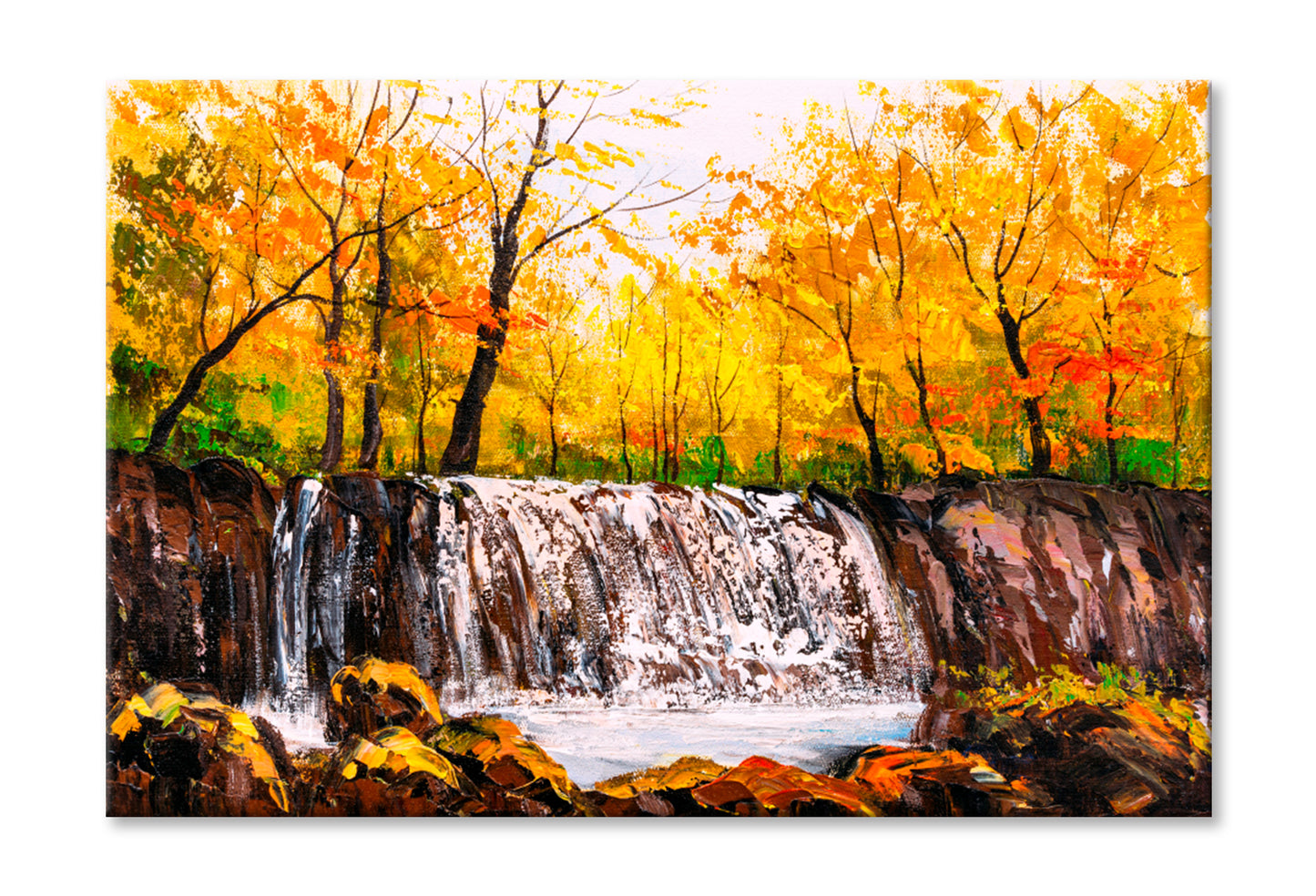 Autumn Colors of Oirase River Oil Painting Wall Art Limited Edition High Quality Print Stretched Canvas None