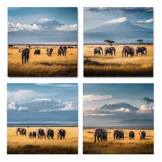 4pcs Mount Kilimanjaro From Keny  Wall Art Canvas Framed
