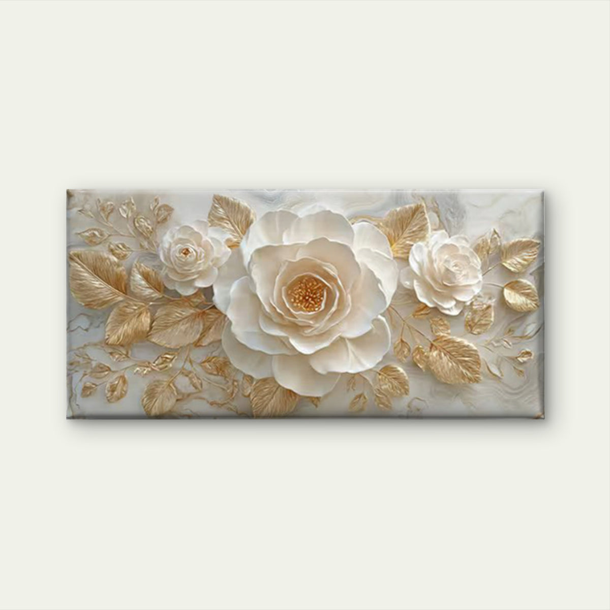 Golden Leaf Botanical Wall Art Canvas Office Home Room Framed 120x60cm
