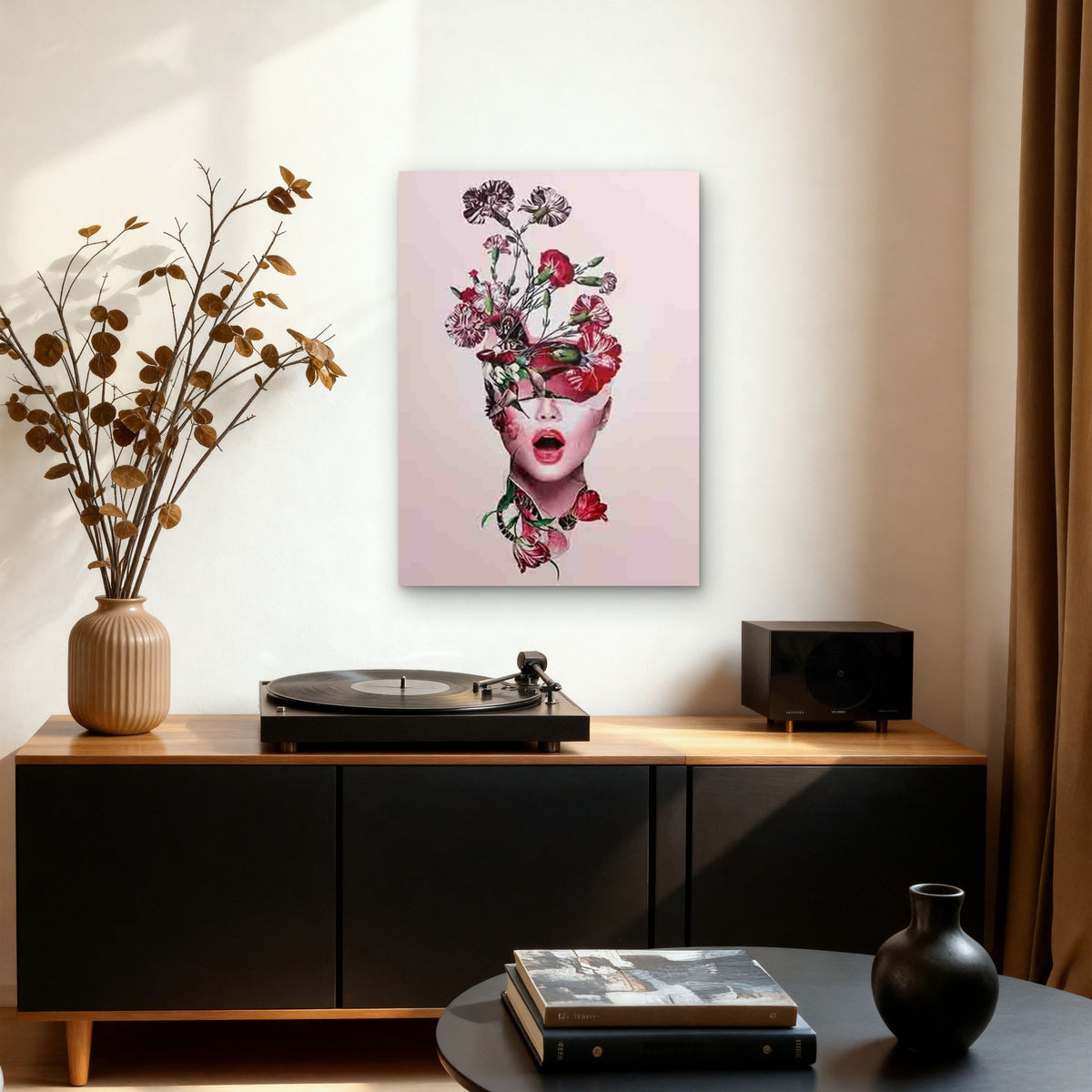 Abstract Face Floral Carnation Metal Print Ready to Hang