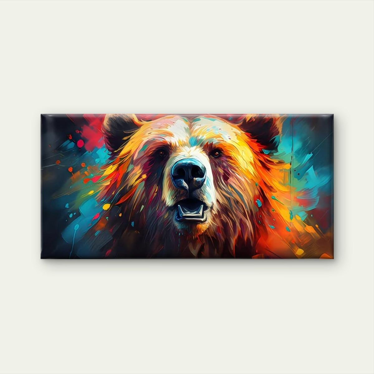 Abstract Bear Head Art Wall Art Canvas Office Home Room Framed 120x60cm