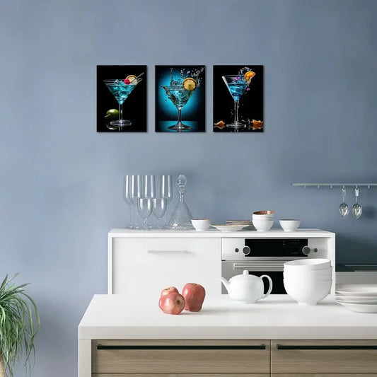 3pcs Blue Roostertail Pictures  Metal Print Ready to Hang Art