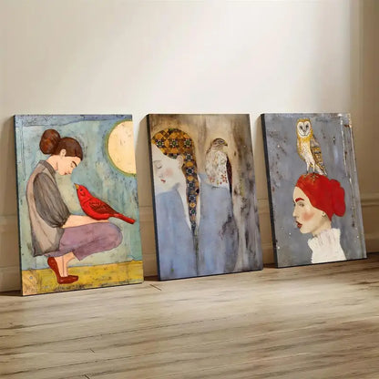 3pcs Harmonious Figure Beauty, Artistic Spatial Accent Metal Print Ready to Hang Art