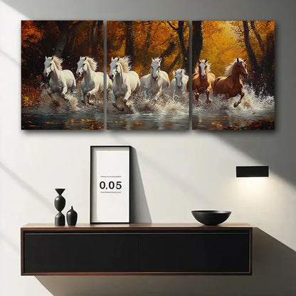 3pcs Majestic Running Horses Metal Print Ready to Hang Art