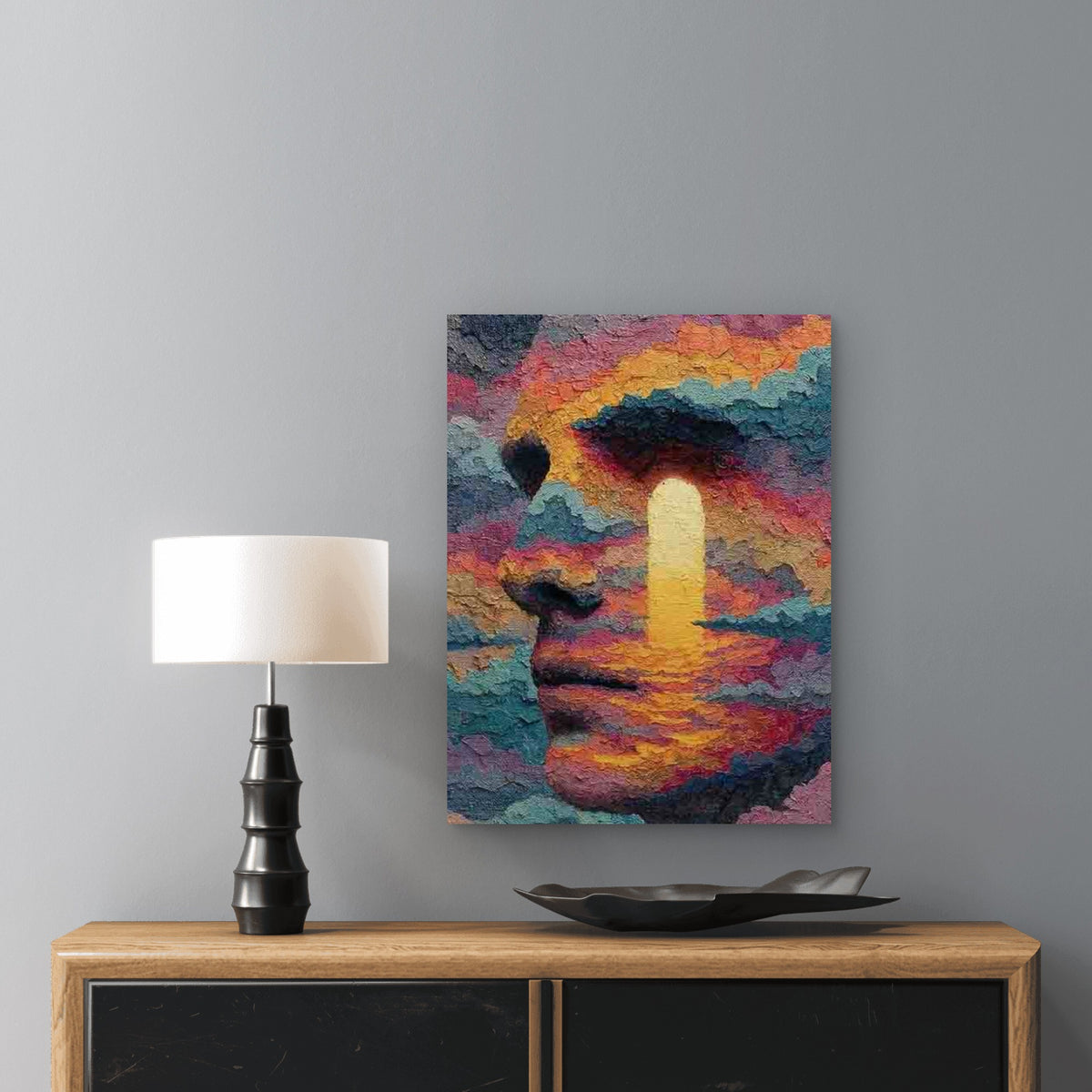 Abstract Surreal Cloud Head Metal Print Ready to Hang