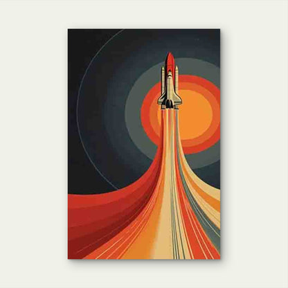 Vintage Space Shuttle Launching 60x90cm Metal Print Ready to Hang