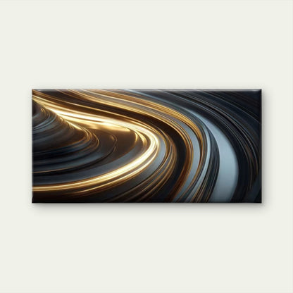 Black & Golden Marble Wave Wall Art Canvas Office Home Room Framed 120x60cm