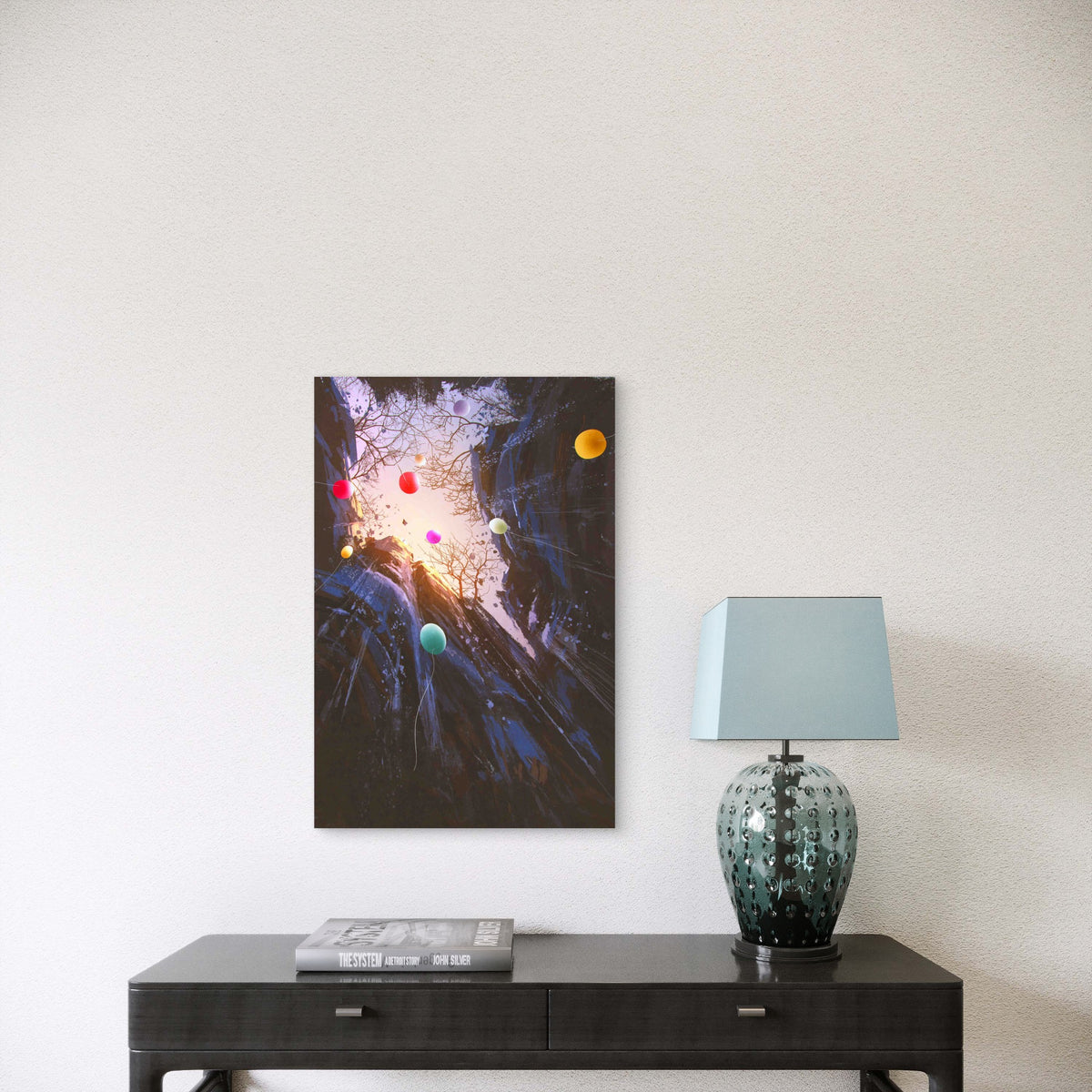 Colored Balloons Floating Into The Sky 60x90cm Metal Print Ready to Hang
