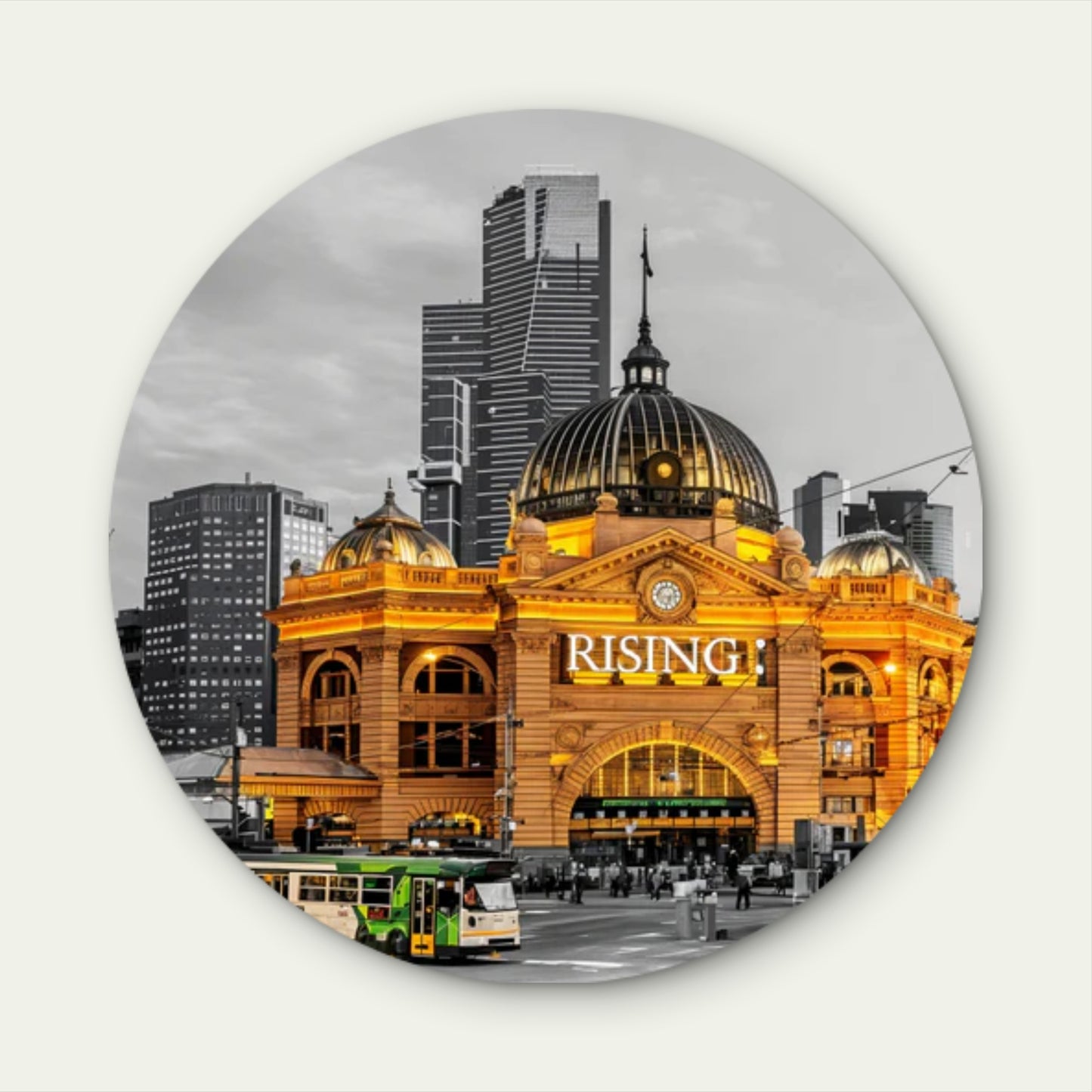 Melbourne Street Light Black and White City Acrylic Glass Rounded Print Tempered Glass Wall Art 100% Made in Australia Ready to Hang