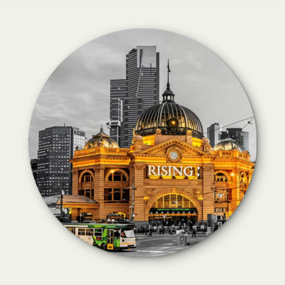 Melbourne Street Light Black and White City Acrylic Glass Rounded Print Tempered Glass Wall Art 100% Made in Australia Ready to Hang