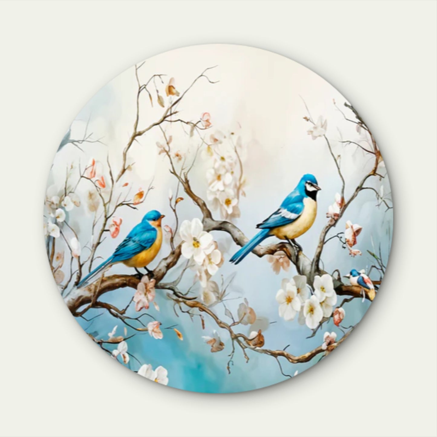 Vibrant Birds Perched on Branches  Acrylic Glass Rounded Print Tempered Glass Wall Art 100% Made in Australia Ready to Hang