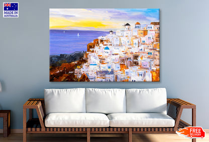 Santorini, Greece Oil Painting Wall Art Limited Edition High Quality Print