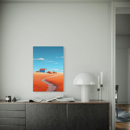 Field Path to Blue Barn 60x90cm Metal Print Ready to Hang