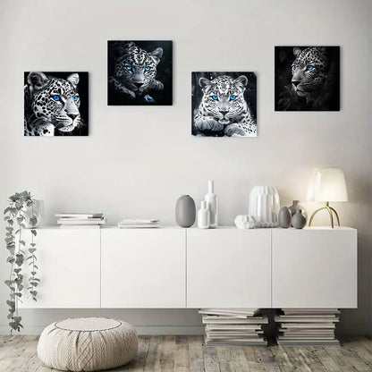 4pcs Blue Eyes Decor Wall Art Canvas Framed
