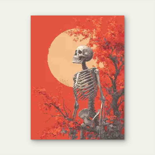 Halloween Decoration Featuring a Cute Skeleton 60x90cm Metal Print Ready to Hang