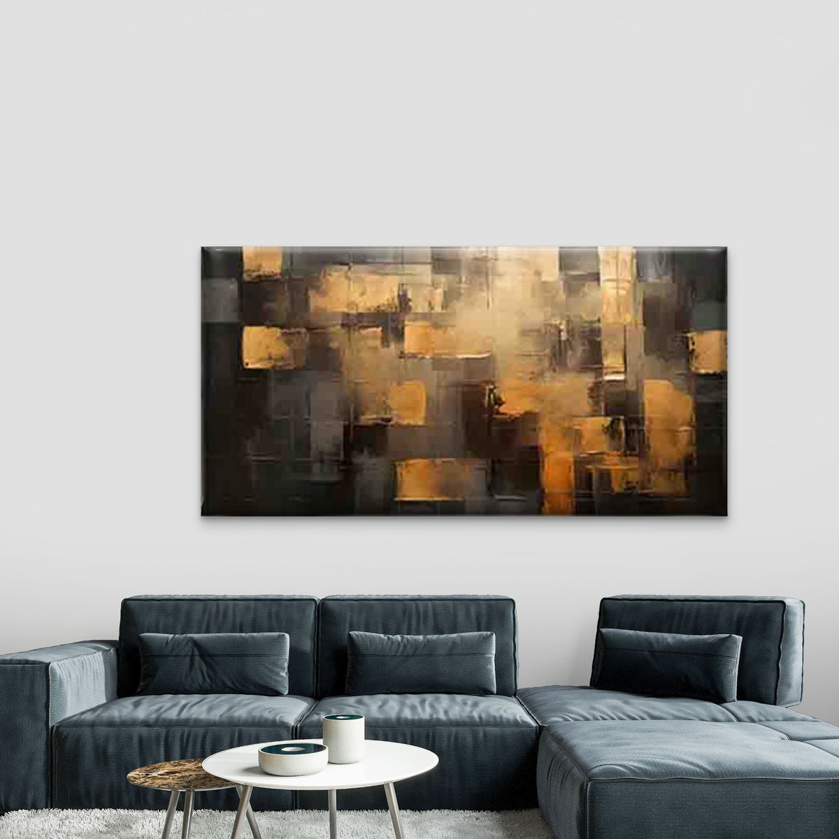 Abstract Geometric Pattern Wall Art Canvas Office Home Room Framed 120x60cm