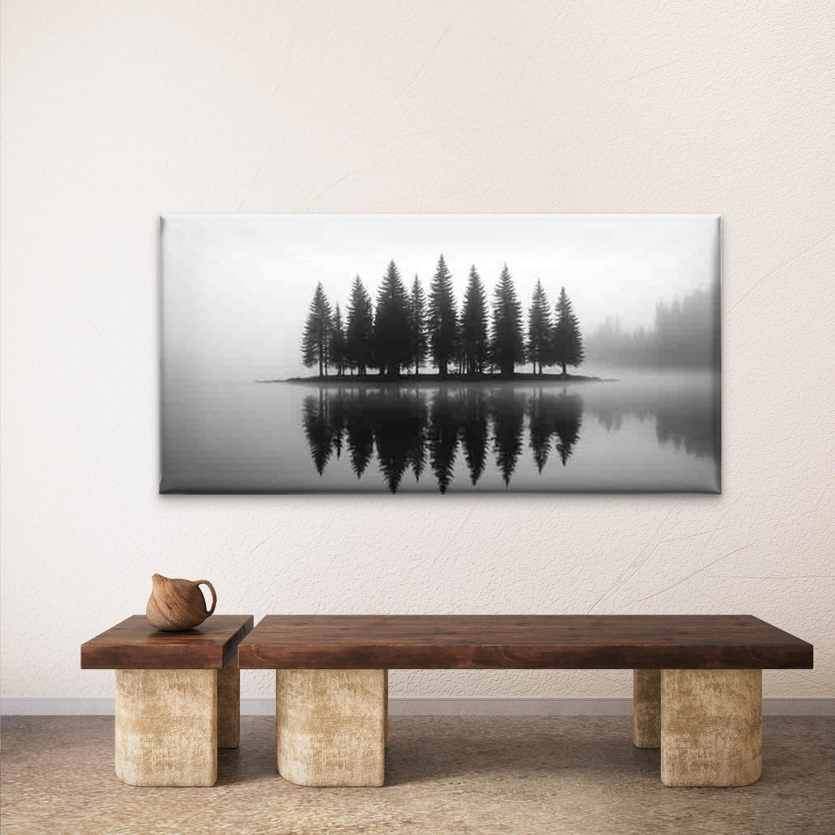 Misty Forest Reflections Wall Art Canvas Office Home Room Framed 120x60cm
