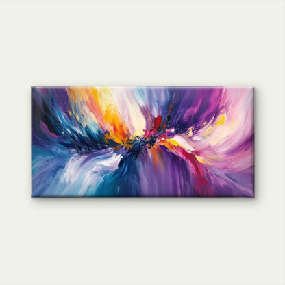 Yellow, Pink & Purple Abstract Wall Art Canvas Office Home Room Framed 120x60cm