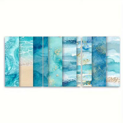3pcs Ocean, Sand, Shells & Shoreline Scenes Metal Print Ready to Hang Art