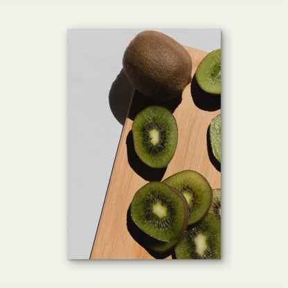 Whole And Sliced Kiwifruit 60x90cm Metal Print Ready to Hang
