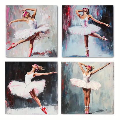 4pcs Dance Picture Quality Texture    Wall Art Canvas Framed