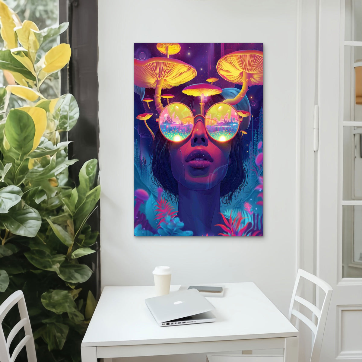 Neon Visions of the Fungal Realm 40x60cm Metal Print Ready to Hang