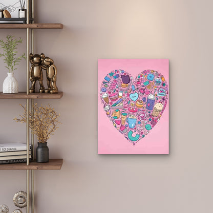 I Love Sweet Treats Heart-Shaped Metal Print Ready to Hang