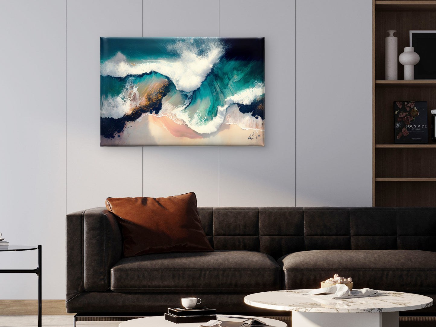 Waves Dance on the Shore Painting Wall Art Decor 100% Australian Made