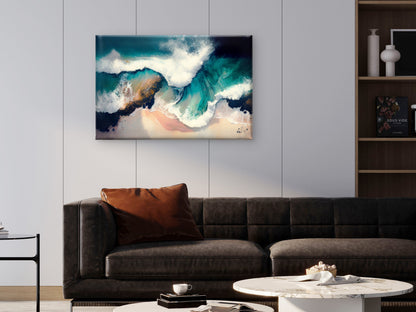 Waves Dance on the Shore Painting Wall Art Decor 100% Australian Made