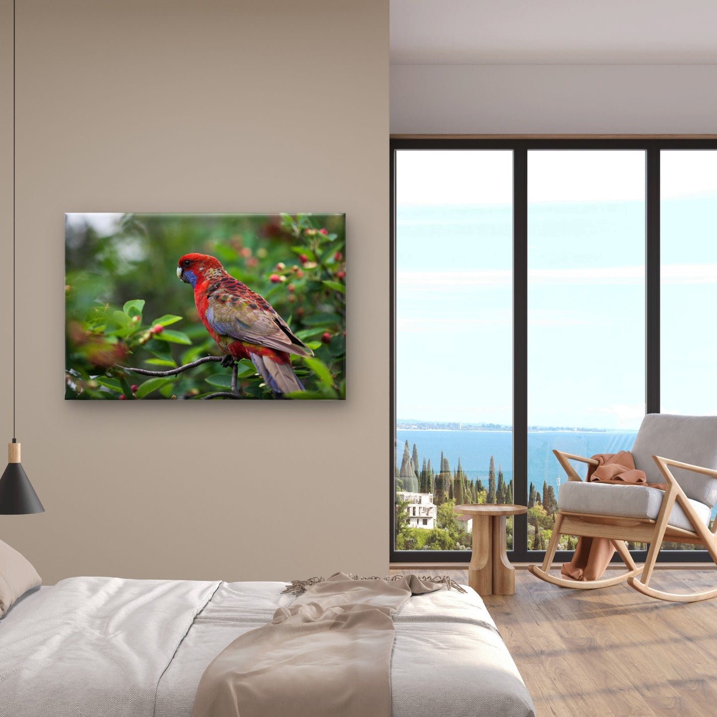 Crimson Rosella on Branch Wall Art Decor 100% Australian Made