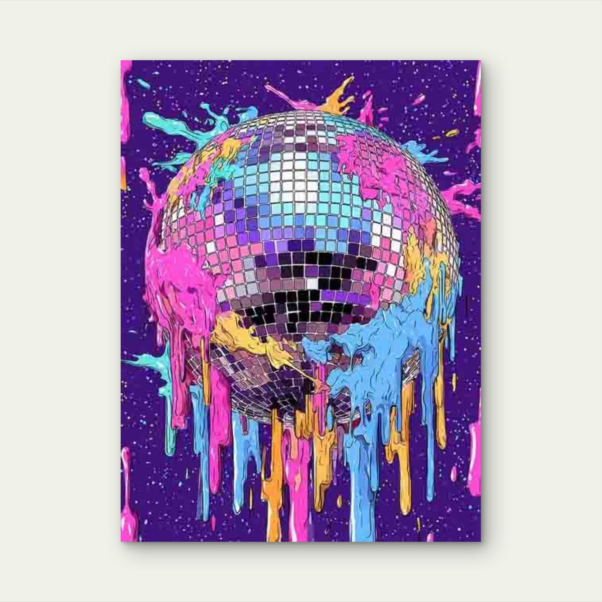 Retro Disco Ball Melting Funky 80s Inspired Metal Print Ready to Hang