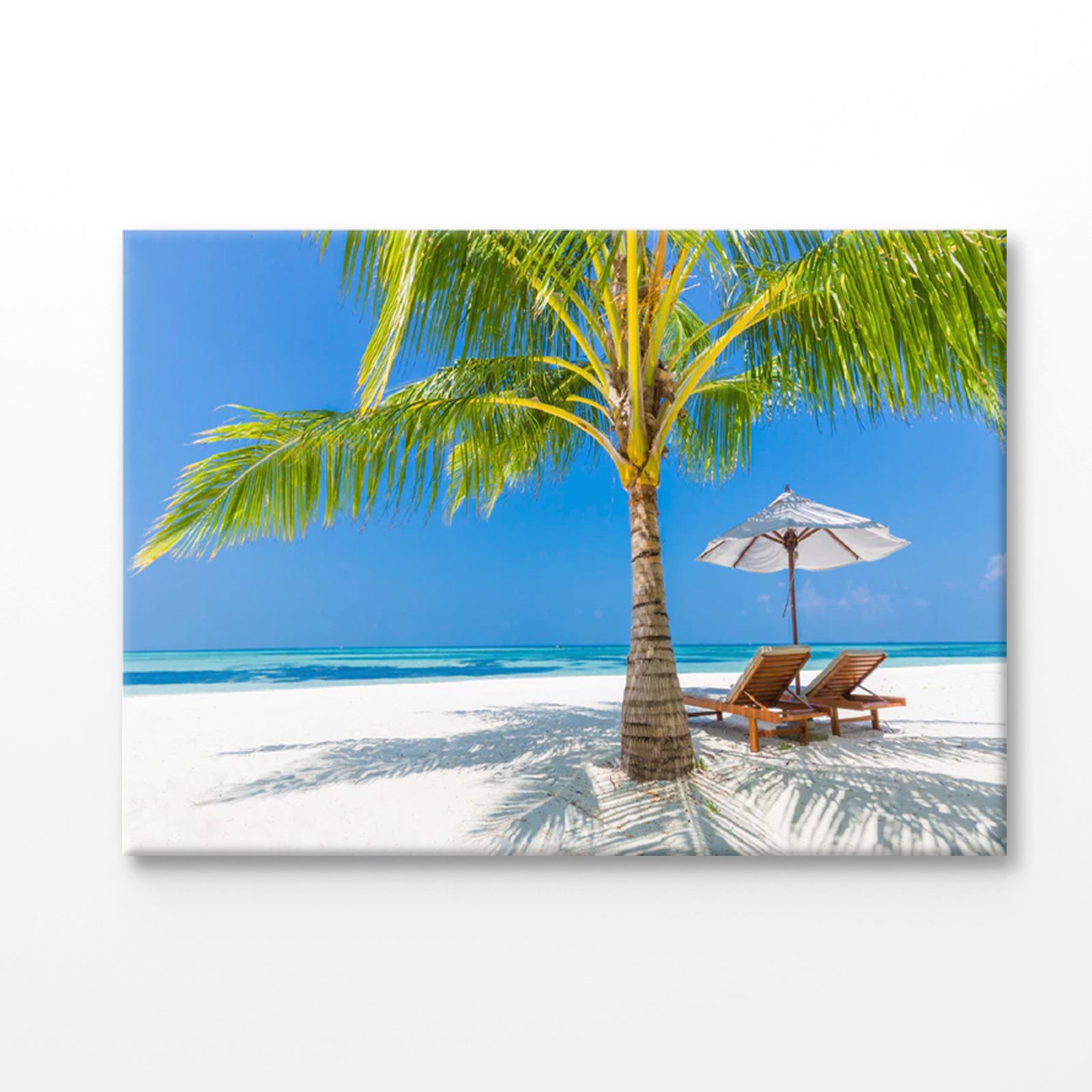 Bella Home Palms Beach Hut With Chairs on Beach Print Canvas Ready to hang