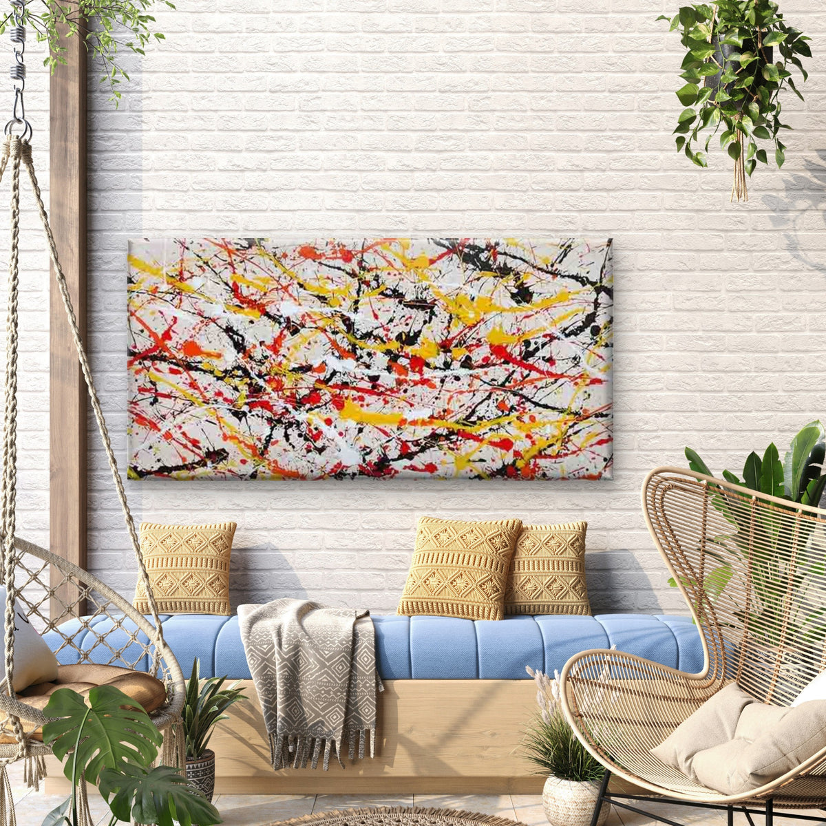 Abstract Color Splash Painting Wall Art Canvas Office Home Room Framed 120x60cm