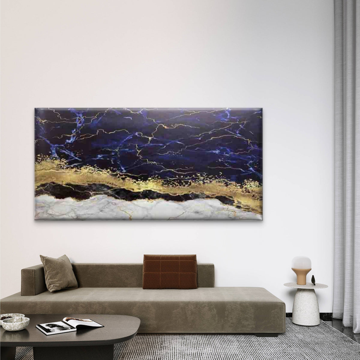 Abstract Golden Black White Wall Art Canvas Office Home Room Framed 120x60cm