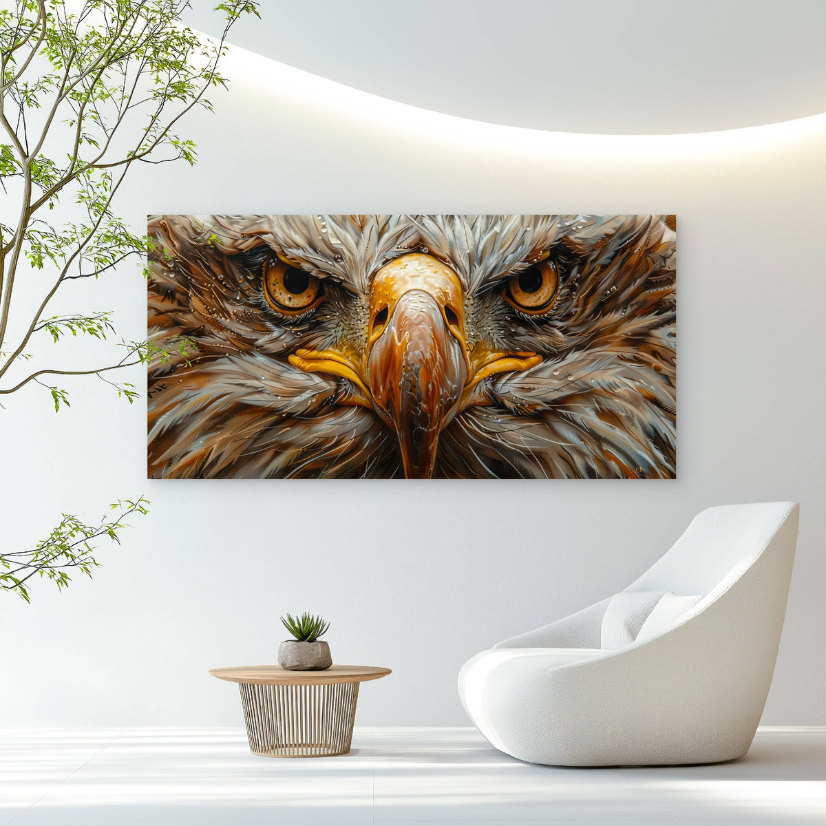 Fierce Eagle Eyes Gaze Wall Art Canvas Office Home Room Framed 120x60cm
