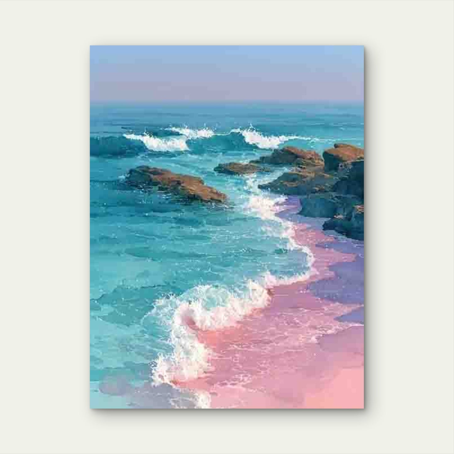 Calm Coastal Landscape in Soft Pastel Colors Metal Print Ready to Hang