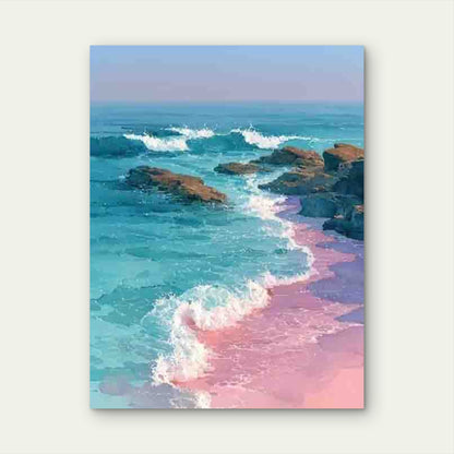 Calm Coastal Landscape in Soft Pastel Colors Metal Print Ready to Hang