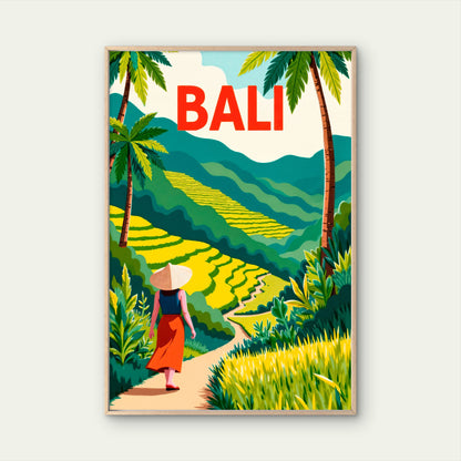 Walking Through The Beautiful Bali Terraces Travel Poster Print Wall Art