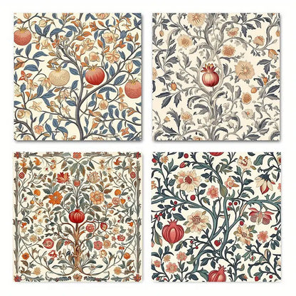 4pcs  William Morris Floral Canvas Wall Art Canvas Framed