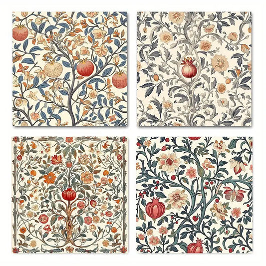 4pcs  William Morris Floral Canvas Wall Art Canvas Framed