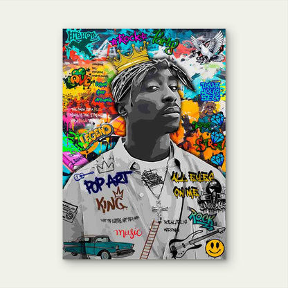 Dynamic Graffiti Rapper Wearing Bandana 40x60cm Metal Print Ready to Hang