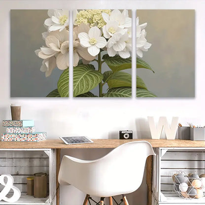 3pcs White & Cream Floral Watercolor Painting Wall Art Set Canvas Framed 50x70cm - High Quality Print 100% Australian Made Wall Canvas Ready to Hang