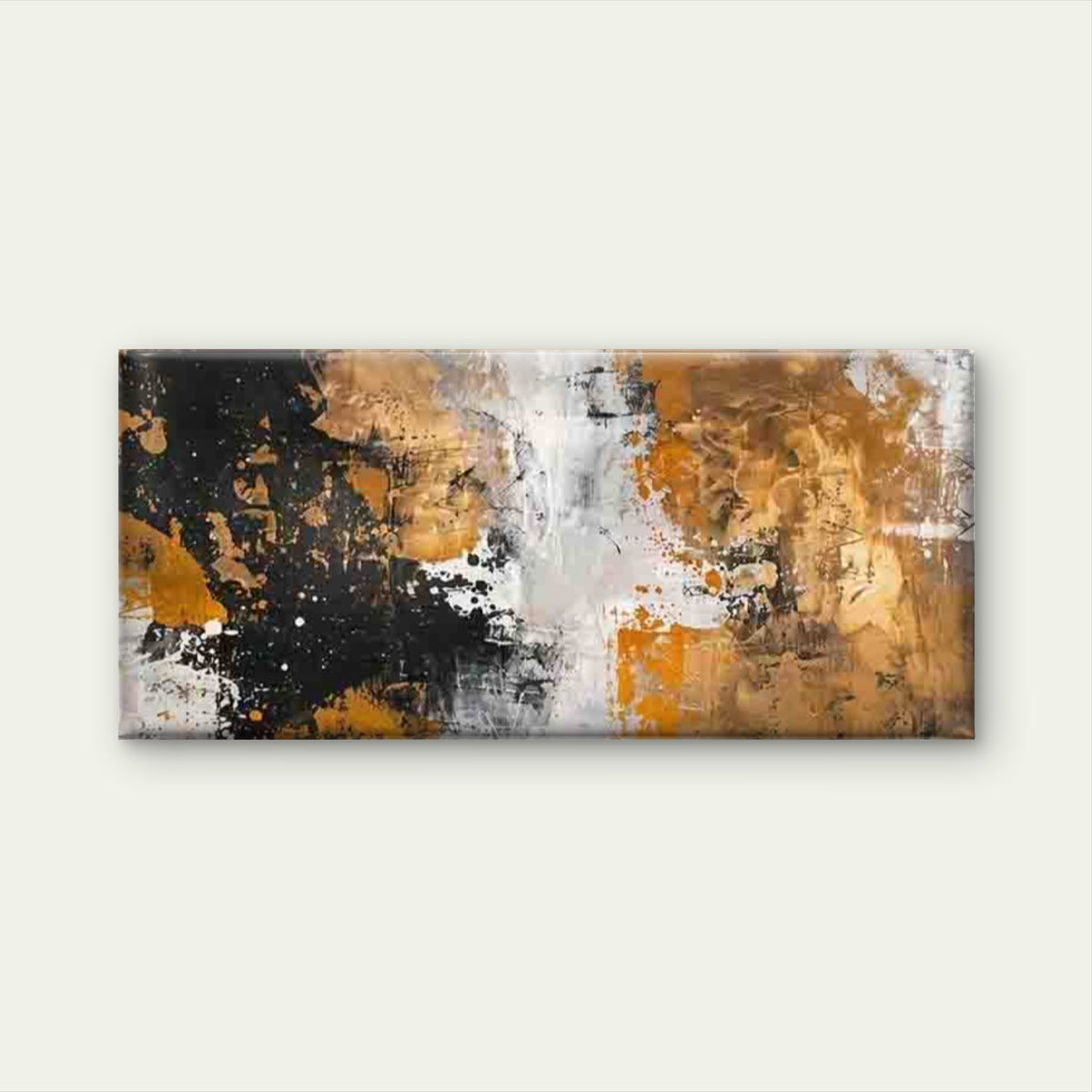 Abstract Black White Golden Wall Art Canvas Office Home Room Framed 120x60cm
