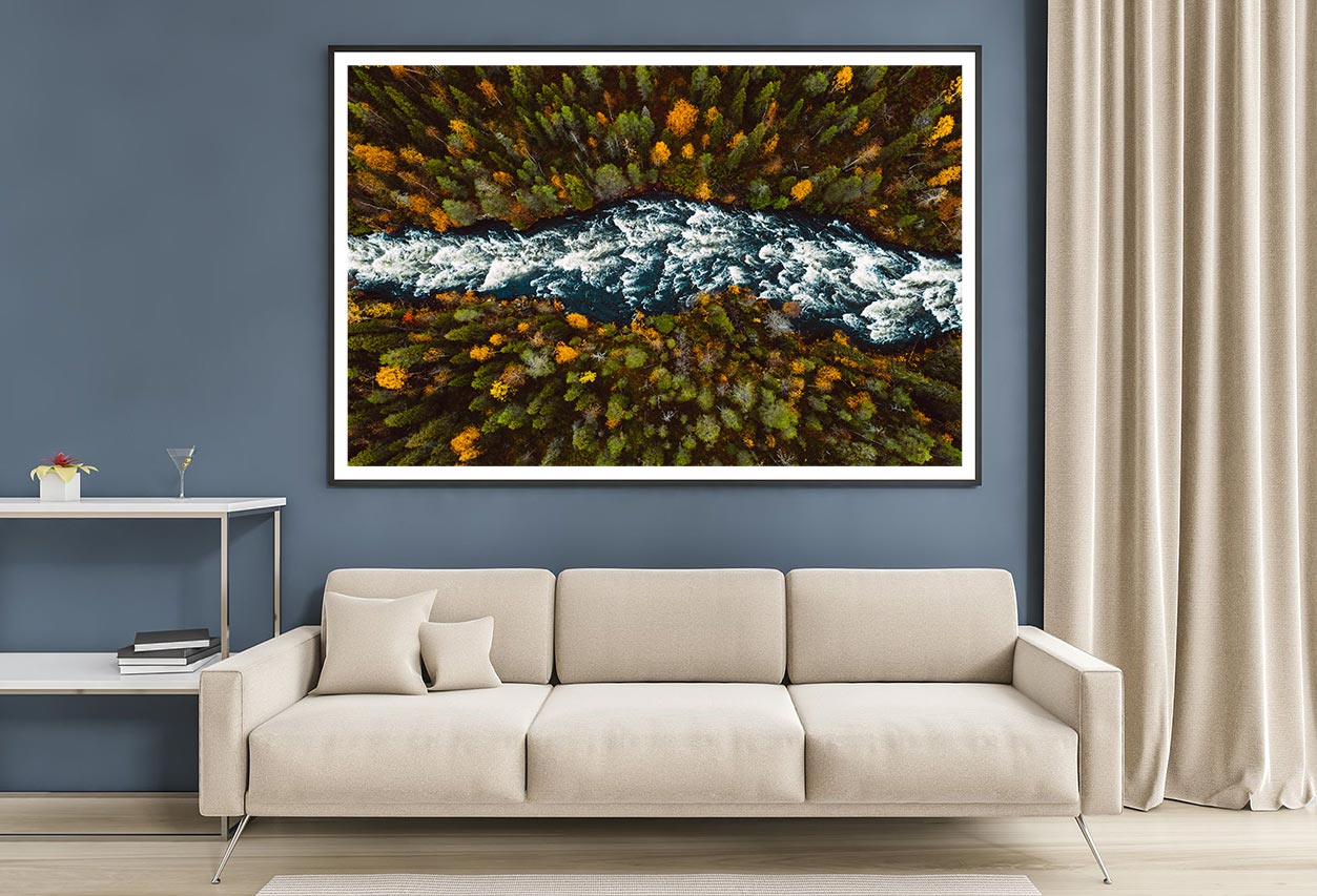 River Through Fall Forest Autumn Home Decor Premium Quality Poster Print Choose Your Sizes