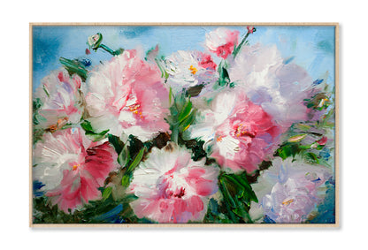 Bouquet Of Vivid Colorful Flowers Oil Painting Wall Art Limited Edition High Quality Print Canvas Box Framed Natural