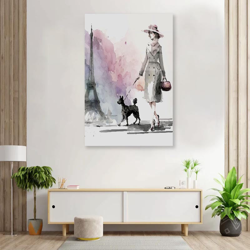 Lady with Her Puppy 3D Design Acrylic Glass Print Tempered Glass Wall Art 100% Made in Australia Ready to Hang